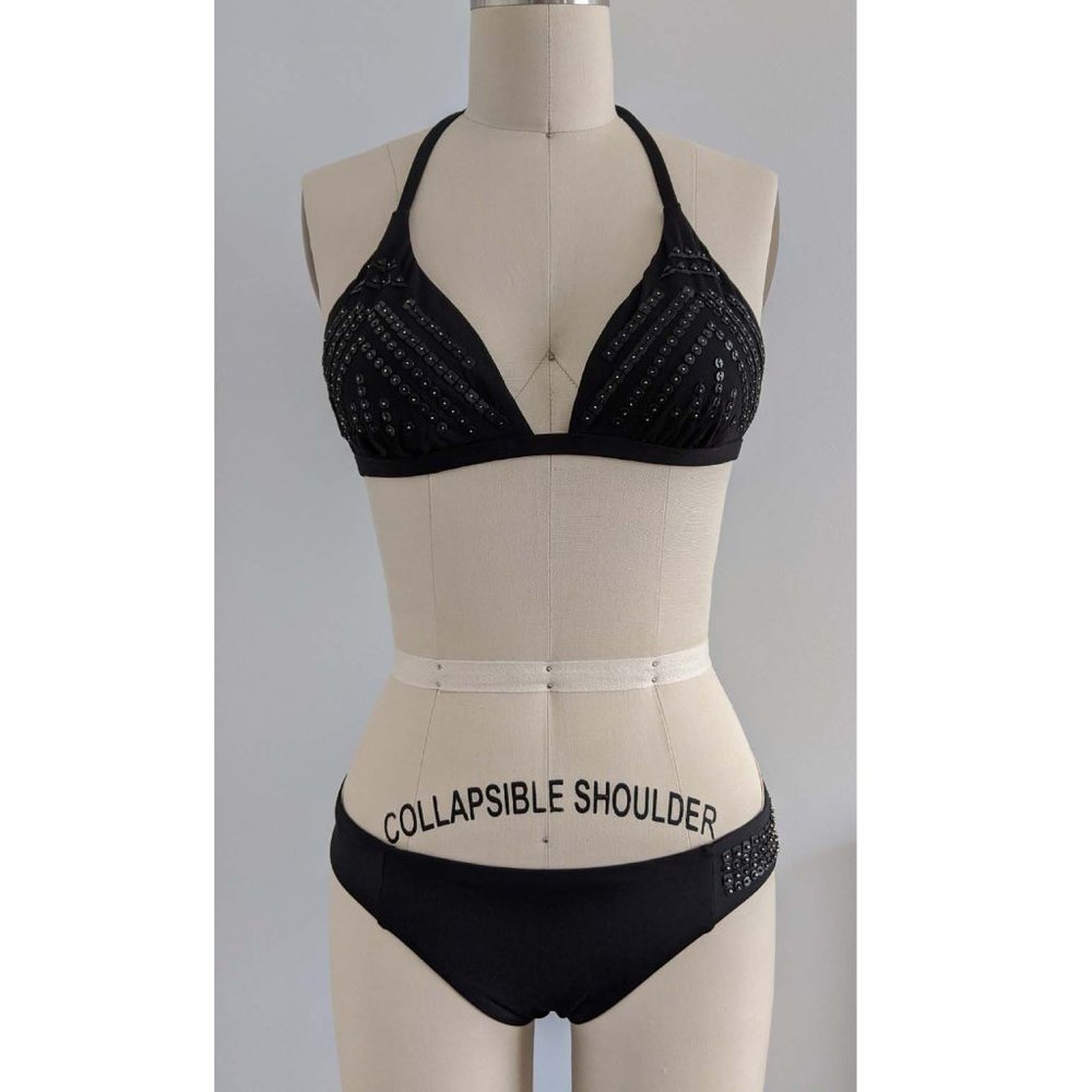 BCBGMAXAZRIA Black Beaded Bikini Set Size Small